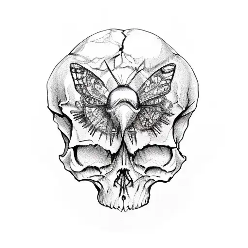 Black Witch Butterfly And Skull