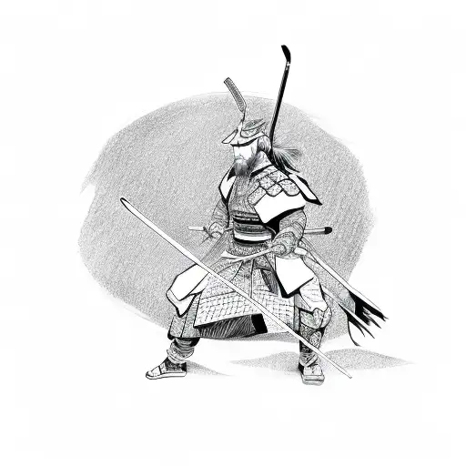 A Samurai Drawing His Katana And A Dragon In The Background