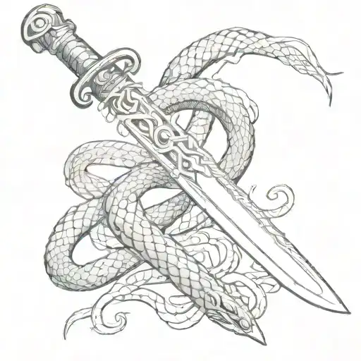 Chinese Sword With Snake Wrapped