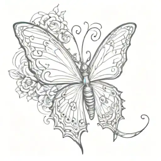 Butterfly With Cancer Ribbon