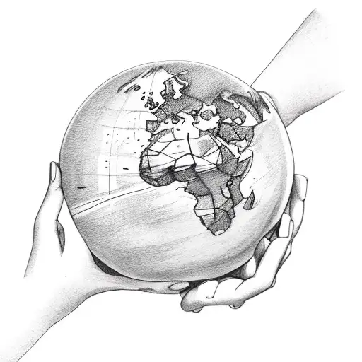 Two Hands Reaching For A Globe