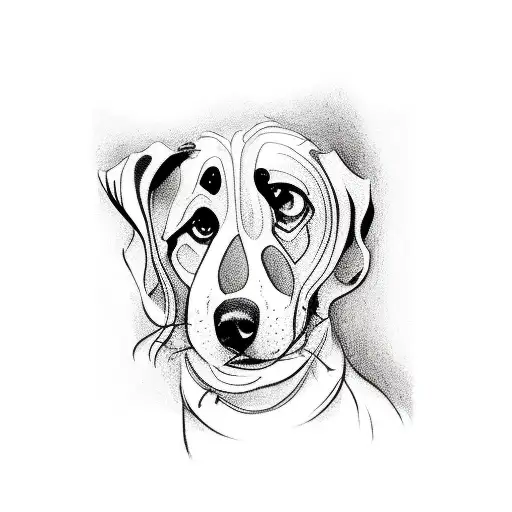 A Single Connected Line Tattoo Of A Curled Dog Tail