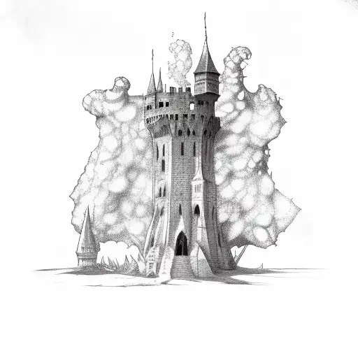 Medieval Gothic Tower On Fire