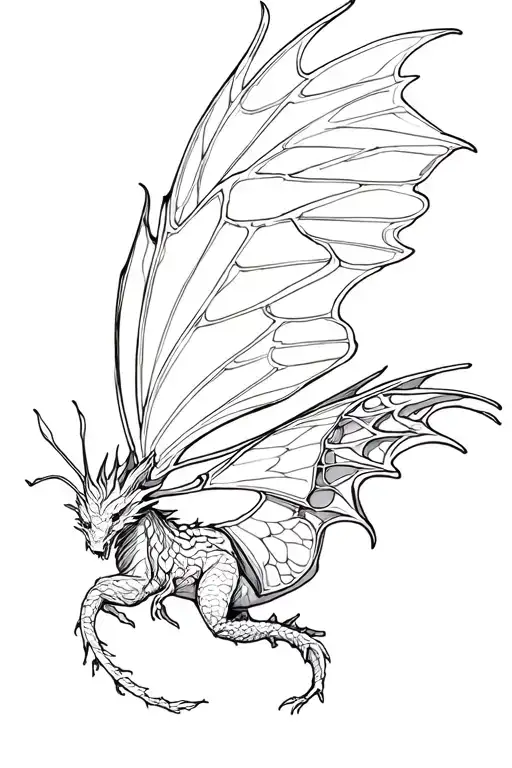 Half Butterfly Dragon Flying