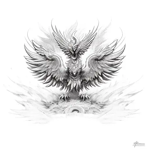 A Phoenix Rising From The Ashes With Cool Wings