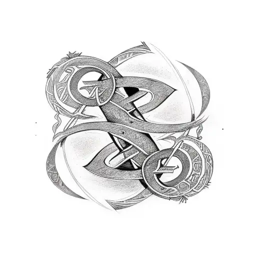 Seraphina And Elena In Norse Runes Inscribed On Infinity Sign