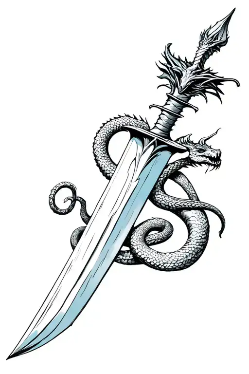 Dagger With A Dragon And A Snake Wrapped Around The Dagger