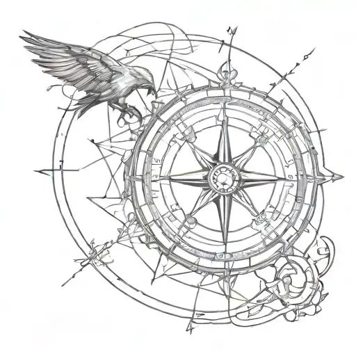 Sketched Compass Above Crow Landing Line