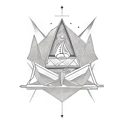 A Minimalist Tattoo Of A Tarot Card Featuring The Symbol Of A Smart City