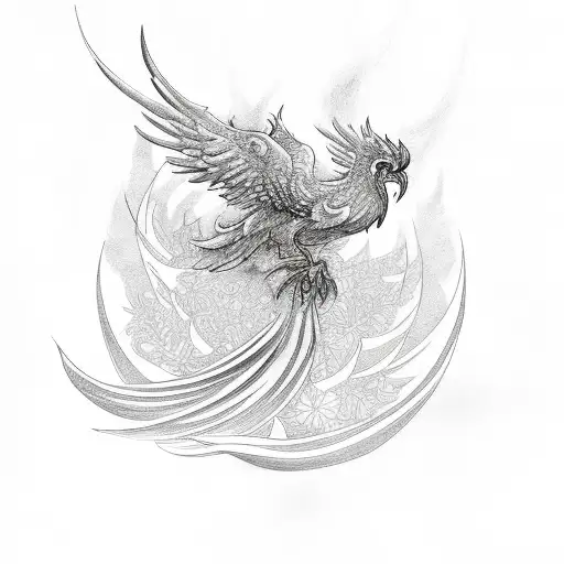 Phoenix Rising From Lilly Flowers