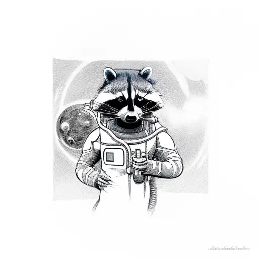 Raccoon With Jetpack In Space