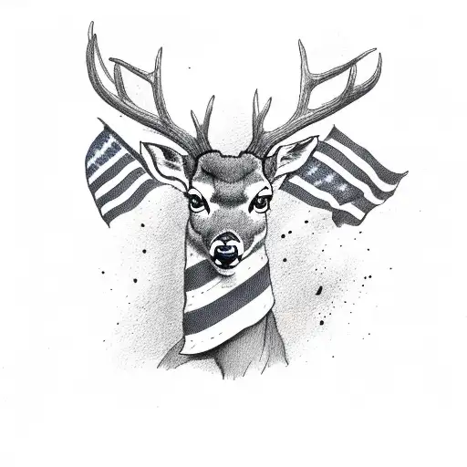 Deer With American Flag