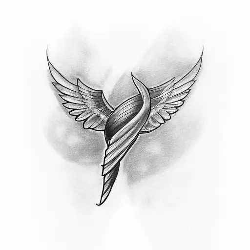 Wing Tattoo For Forearm With The Name Amin