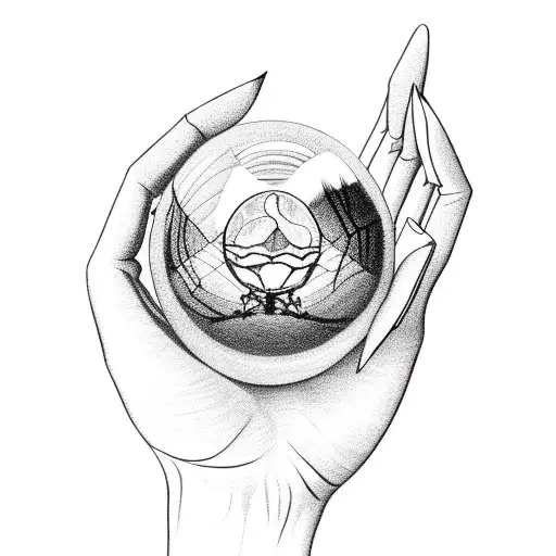 A Mesmerizing Illustration Of A Skeletal Hand Holding A Dark Crystal Ball