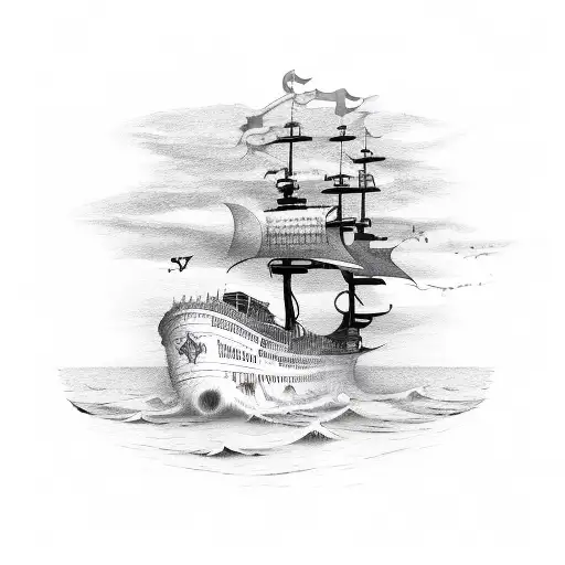 An Open Book With A Pirate Ship Sailing Out Of Its Pages