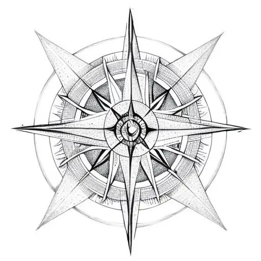 A Compass Rose Made Of Intertwined Vines And Leaves