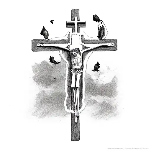 Crucifix With Dog Collar Hung On Top