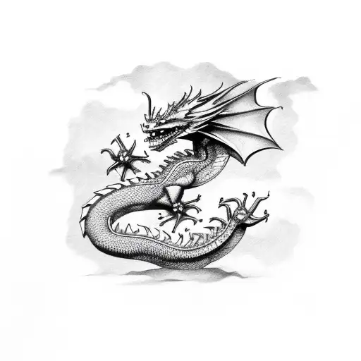 Dragon Flying Along The Arm