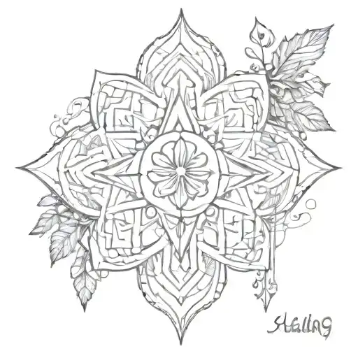 Healing Symbol And Unalome Combined