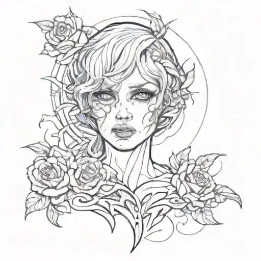Design A Dark Tattoo Featuring Gothic Pictures With A Sketch Style Twist