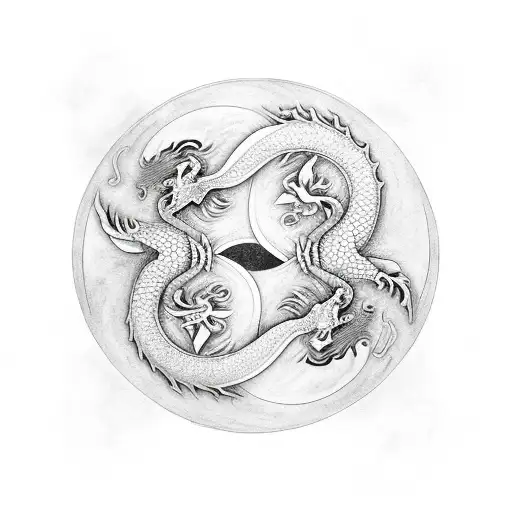 Dragon And Phoenix Mixing A Ying Yang