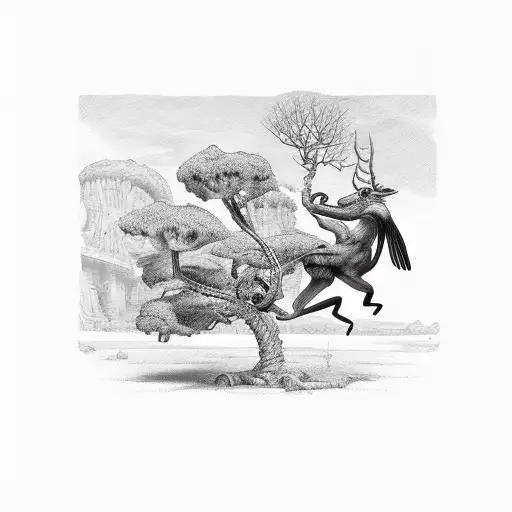 Dynastes Hercules Flying Over A Tree