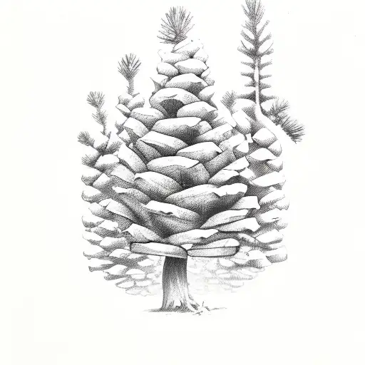 Pine Tree With A Pine Cone Under It