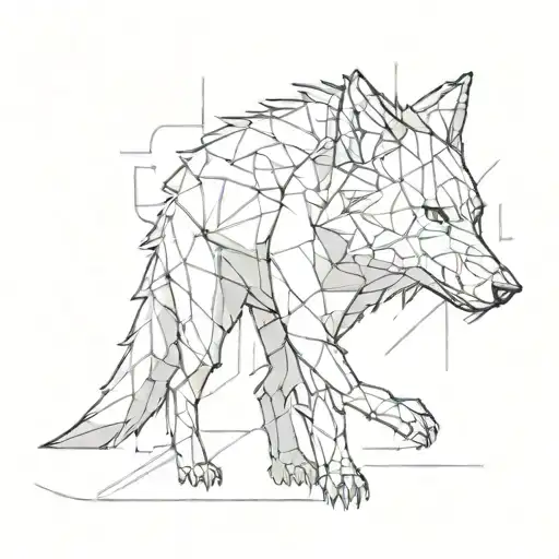 A Sleek And Modern Wolf Silhouette With Pixelated Details Reminiscent Of Old-school Video Games
