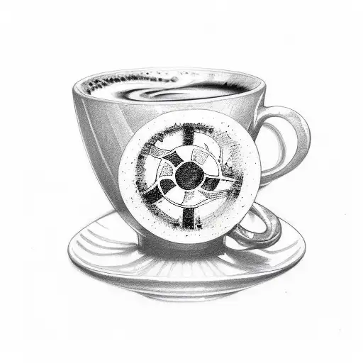 A Cup Of Coffee And The Biohazard Symbol