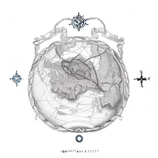 Compas Rose With Nautical Map