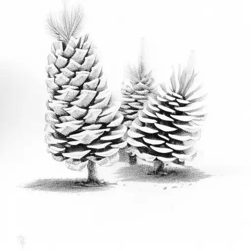 A Single Pine Tree With A Pinecone Under It