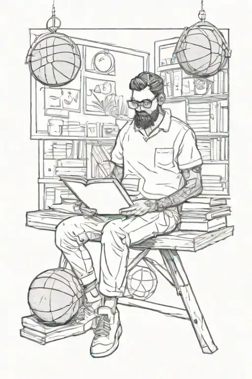 A Trader Reading A Book With A Basketball Hoop In The Background