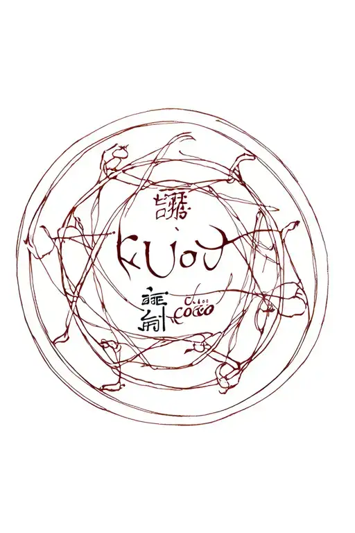 A Chinese Style Circle With The Word Kuo And The Word Coco All Interconnected Together
