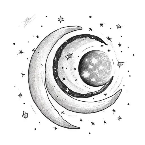 Crescent Moon With Stars