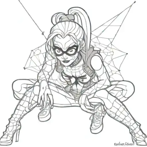 A Mix Of Harley Quinn And Spider Man