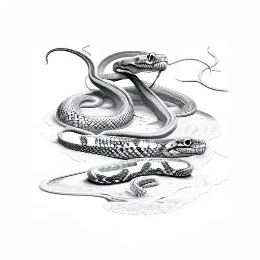 A Snake Depicted With Bones As It Gradually Evaporates