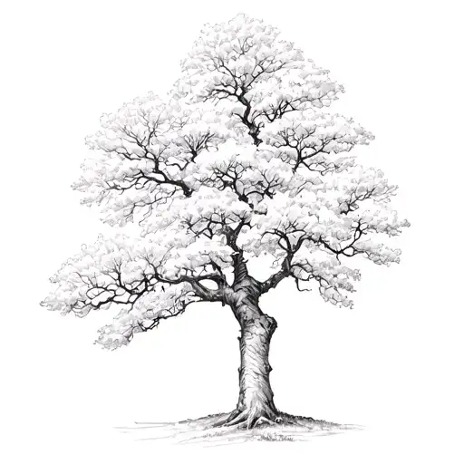 A Walnut Tree Microrealism Fine Line Style Only Black Ink