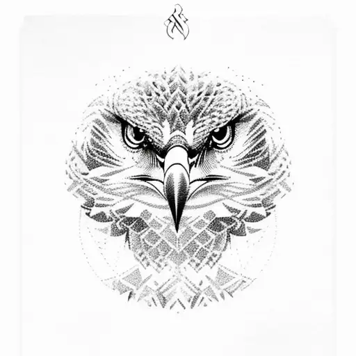 A Dotwork Eagle With A Bowling Ball In Its Talons
