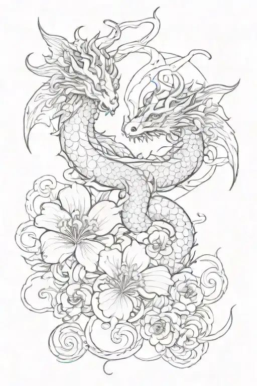 Mushroo Japanese Flowers Dragons Feminine Gemini