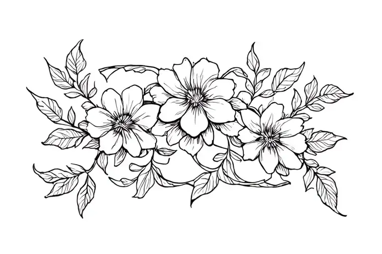 Underbust Flower Vine Fine Line