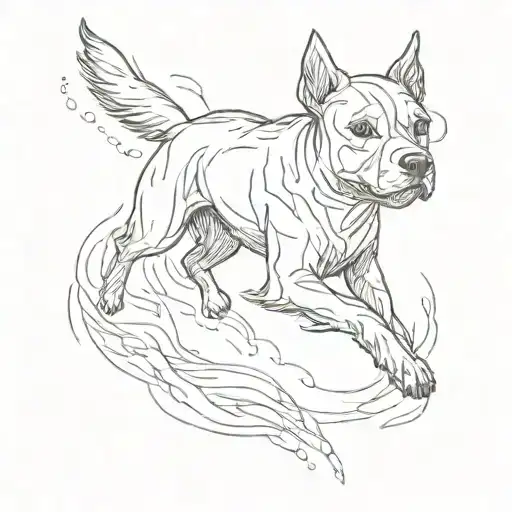 A Minimalist Outline Of A Dog Running