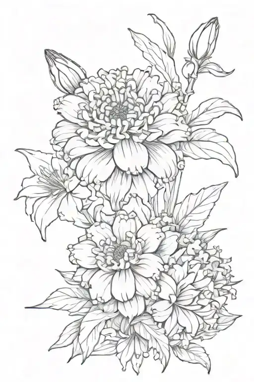 Big Marigold And Lily Flower