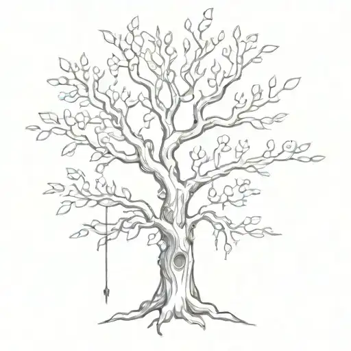 An Anime-inspired Design Of A Mystical Tree With Animals Living In Its Branches