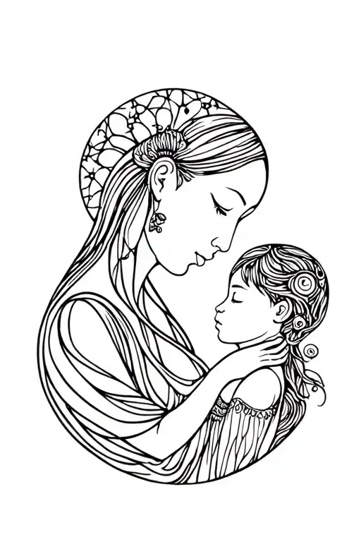 Mother And Child In Dream Cather Fine Line