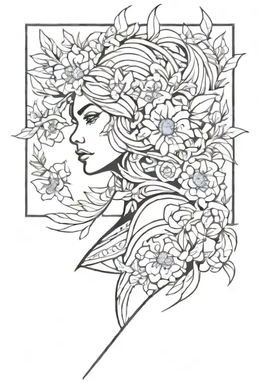 Female Warrior Of Light Blue Flowers