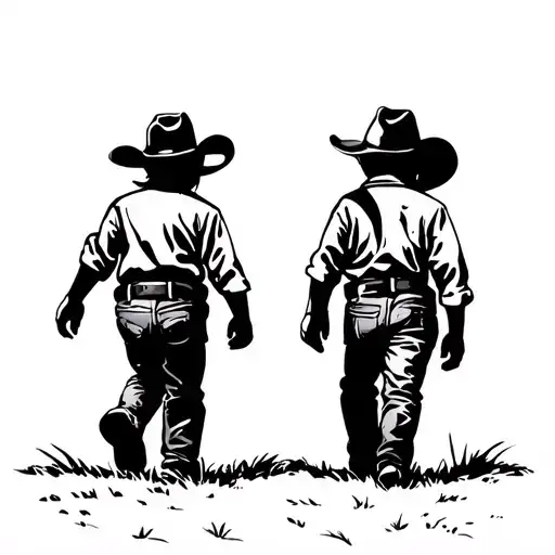 2 Cowboy Kids Walking Away