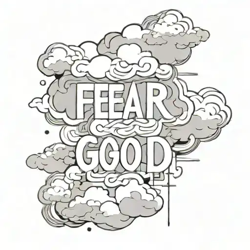 The Word Fear God Covered With Clouds