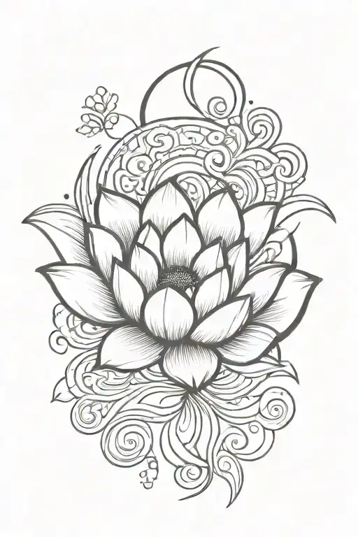 Lotus And Yin Yang Symbol