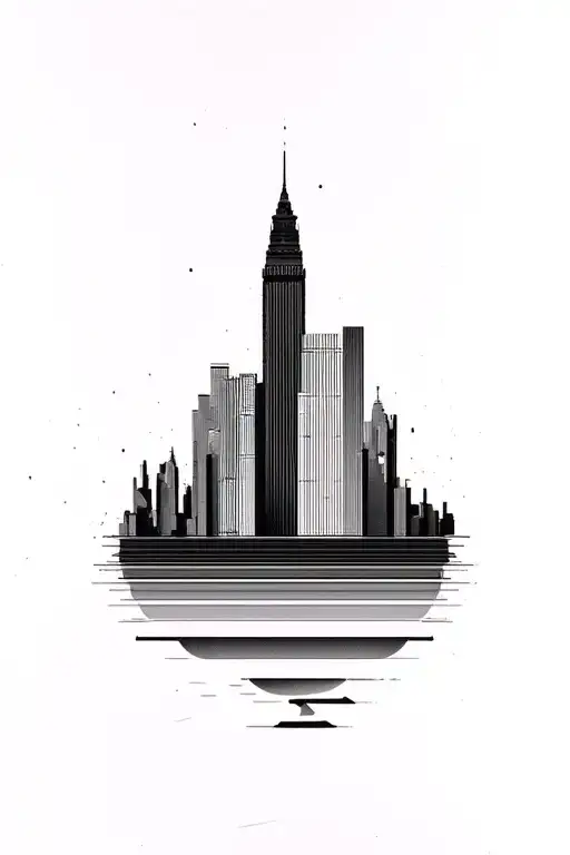 City Skyline With Layers For Men's Leg