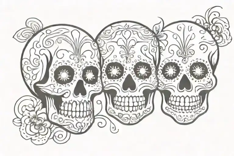 2 Sugar Skulls Facing Each Other Symbolizing Love Symbol